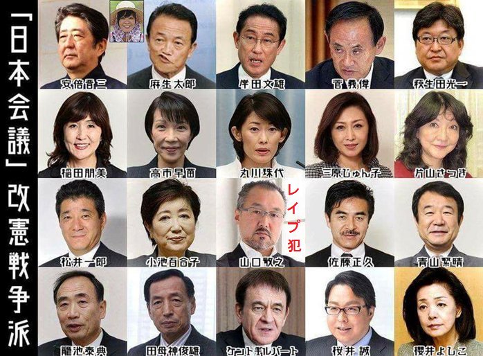 日本を危うくする、日本会議メンバー＝国粋主義者たち 自由が一番！