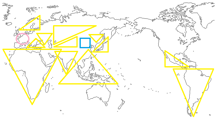 世界地図　丸三角四角 0
