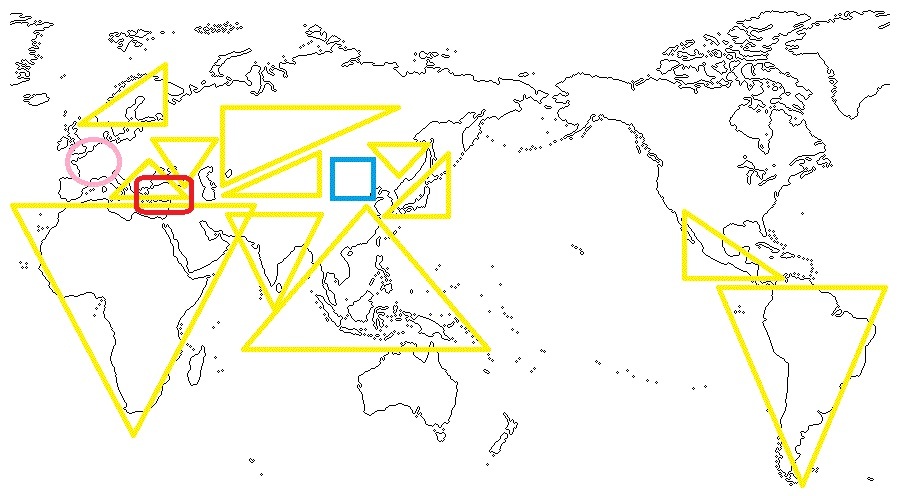 世界地図　丸三角四角 1