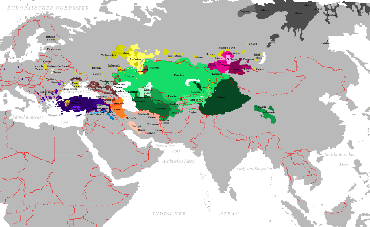 テュルク（チュルク）語族の分布