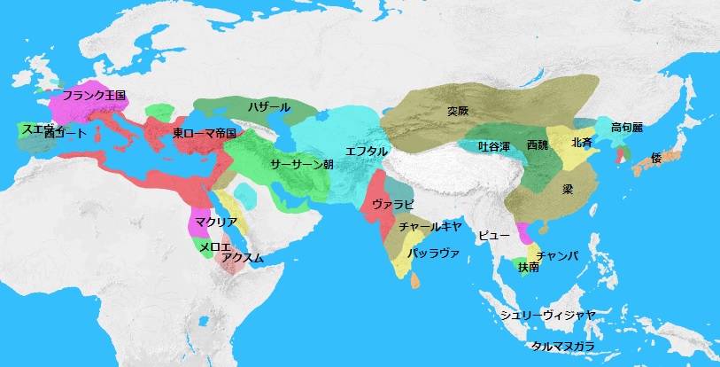 554年頃の世界地図