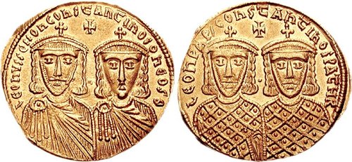 レオーン4世（左）と息子コンスタンティノス6世（右）